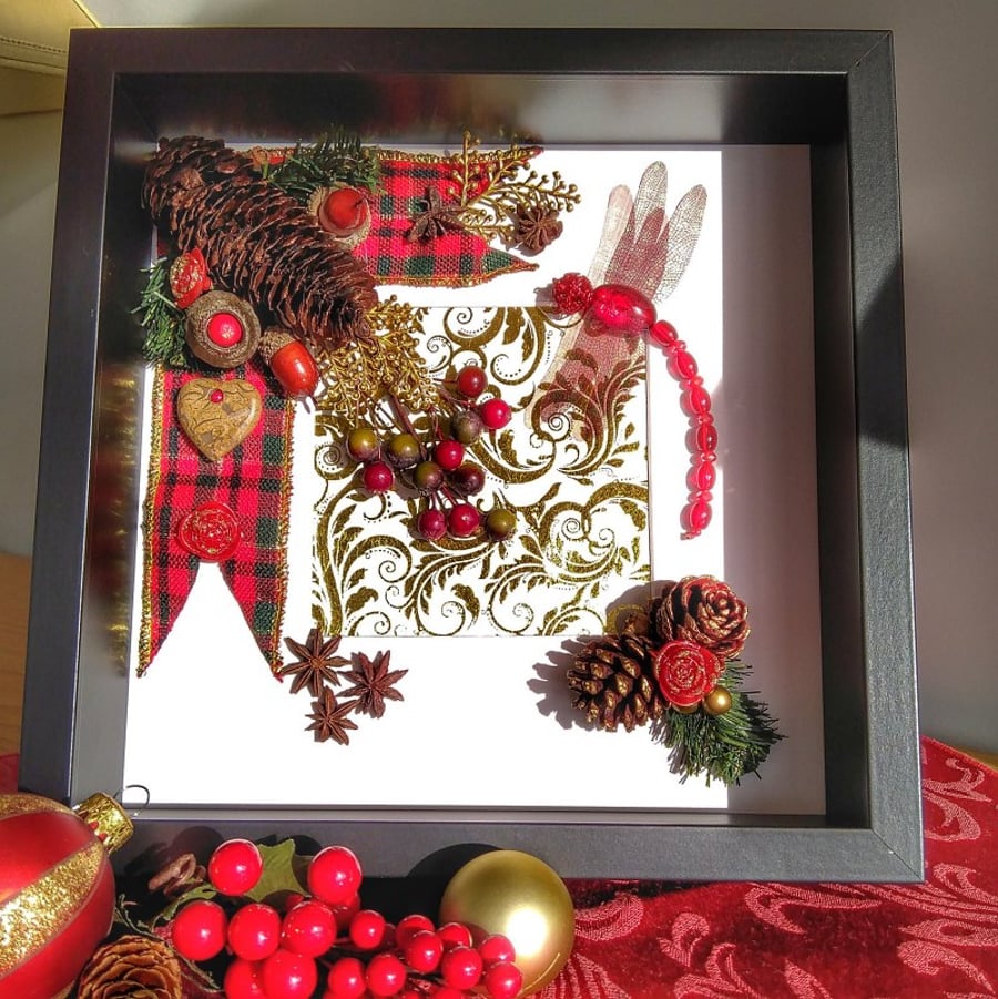 Festive Forest Fantasy Dragonfly Box Frame