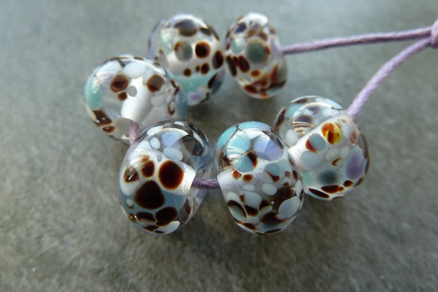blue frit handmade lampwork glass beads