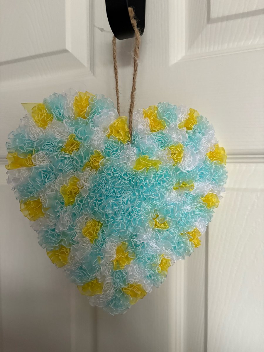 Baby boy shower wood heart wreath. 