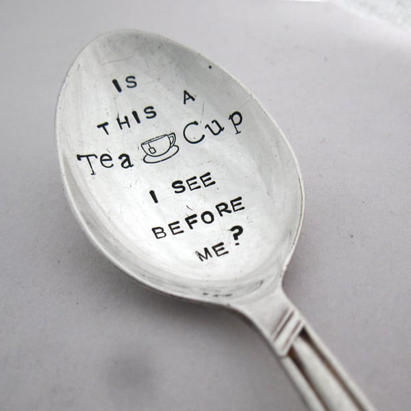 Macbeth Quote Teaspoon, Handstamped Vintage Tea Spoon