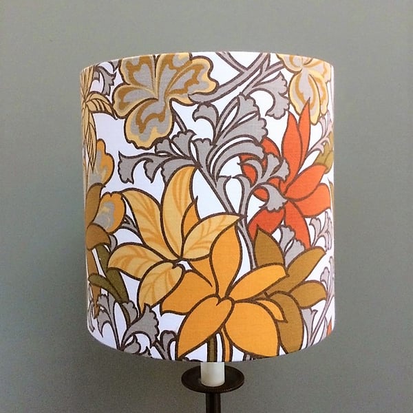Funky Floral 70s Guinevere Bernard Wardle Yellow Vintage Fabric Lampshade