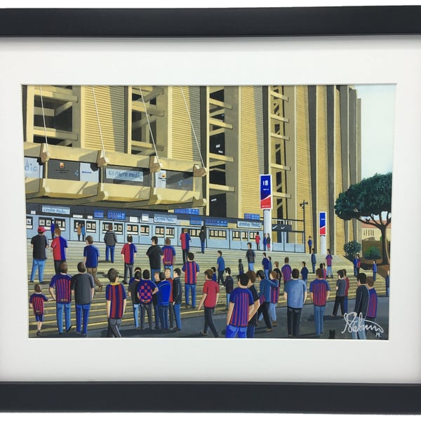 Barcelona. Framed & Unframed Art Print. Football Club FC Retro Stadium Gift