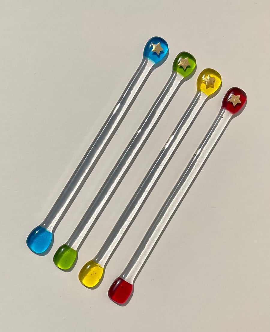 Fused glass drinks stirrers gin, cocktails