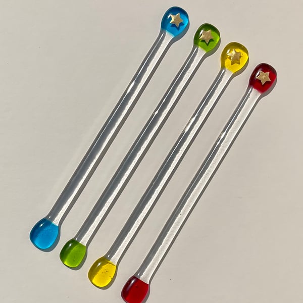 Fused glass drinks stirrers gin, cocktails