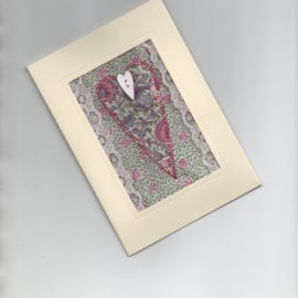 ChrissieCraft genuine LIBERTY TANA LAWN & LACE appliqued GREETINGS CARD