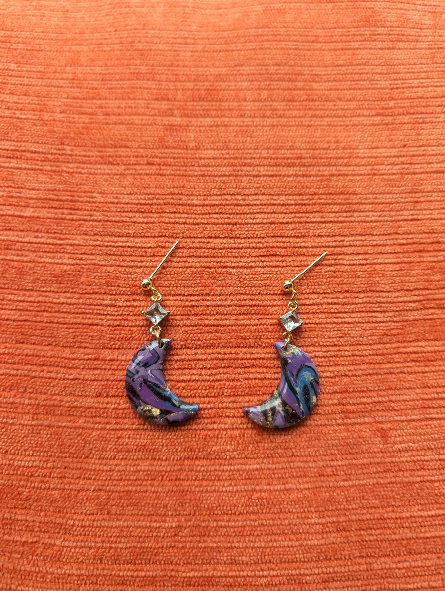 Yzma inspired crystal mini moon earrings 