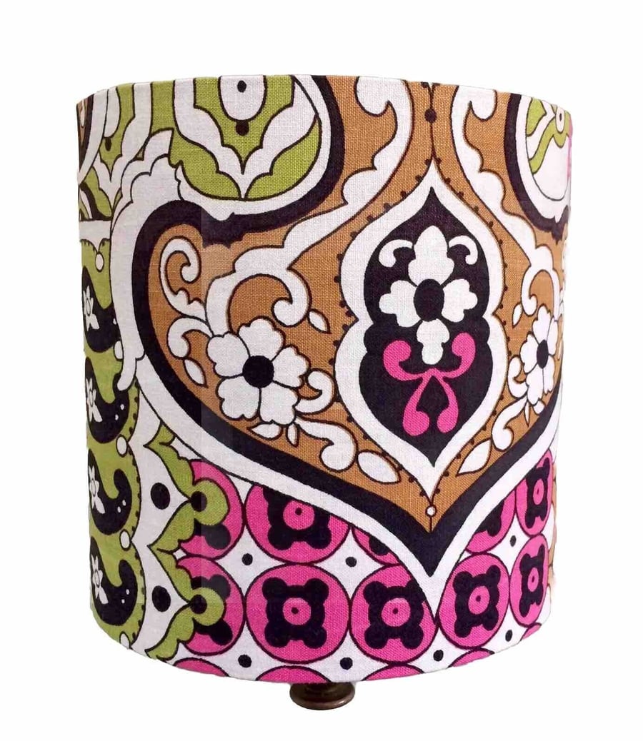 Magenta Lime Black 60s 70s Psychedelic MOD Vintage Fabric Lampshade option 