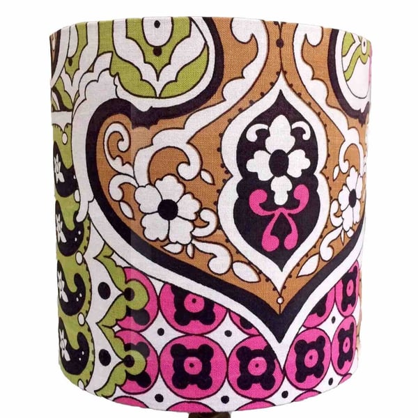 Magenta Lime Black 60s 70s Psychedelic MOD Vintage Fabric Lampshade option 