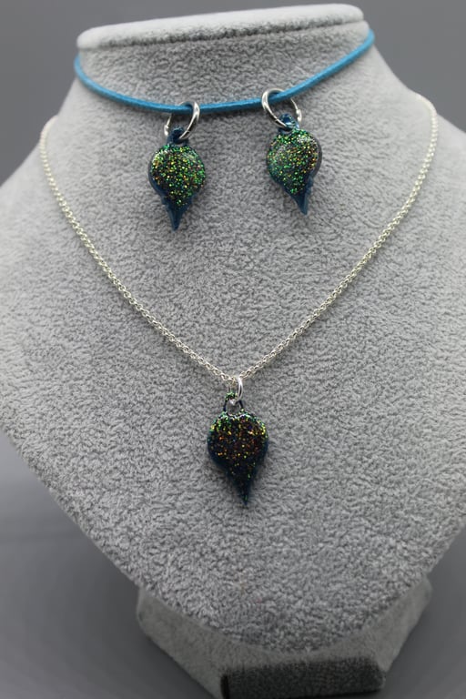 Bauble Earring and Necklace Set, Resin Bauble Jewellery, Resin Jewellery for Her