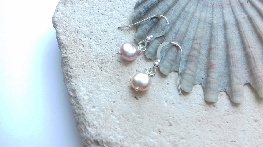 Pink Freshwater Pearl Dangle Earrings