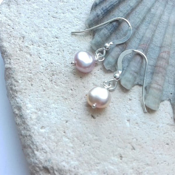 Pink Freshwater Pearl Dangle Earrings