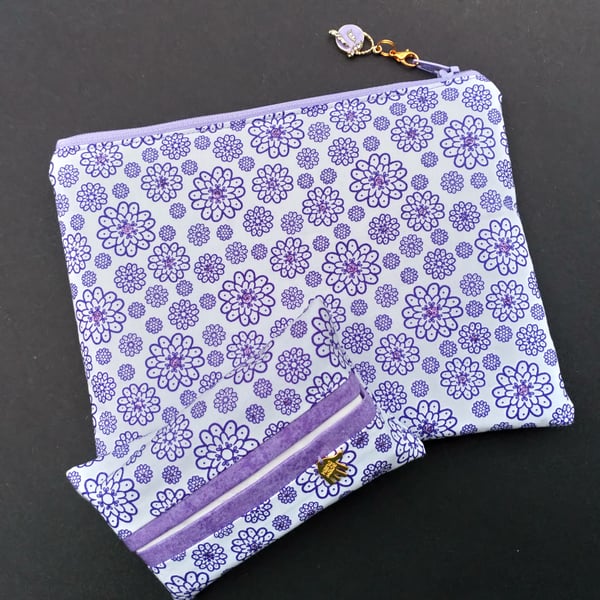 Purple kaleidoscopic make up bag set 520C