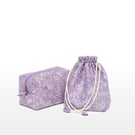 Purple Liberty Print Makeup or Essentials Bag and Pouch Set
