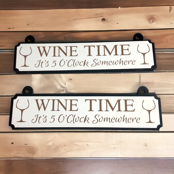 2 Handcrafted wine wall or door hanging Signs , Addition to Home Bar or Pub .