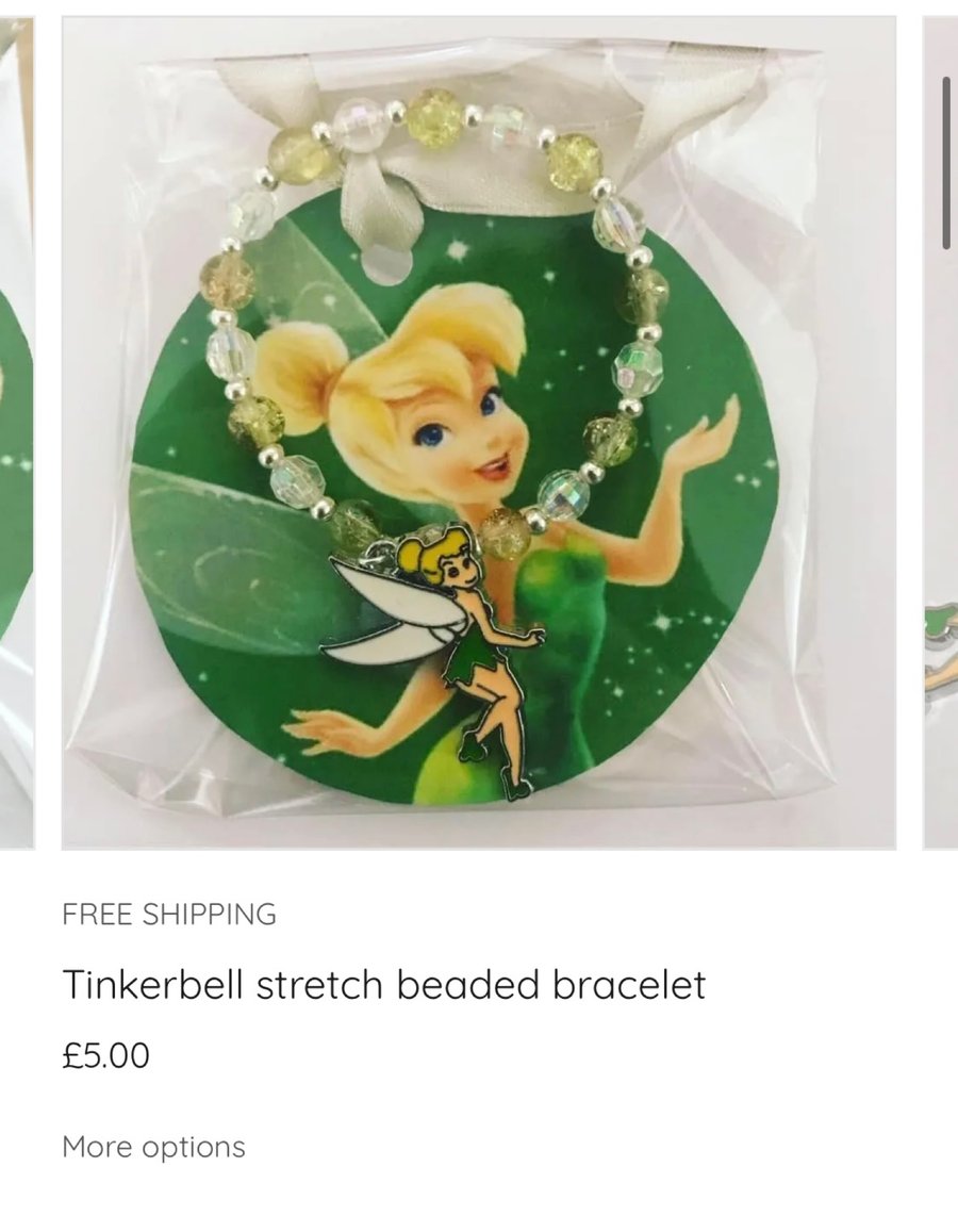 Tinkerbell charm stretch beaded bracelet fairy charm bracelet 