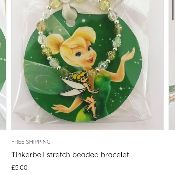 Tinkerbell charm stretch beaded bracelet fairy charm bracelet 