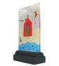 UNIQUE: Handmade Fused Glass 'BEACH HUT' Picture. - Image 4