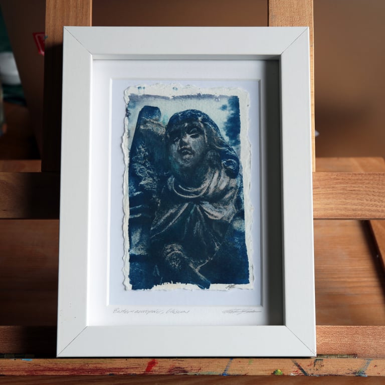 Southern Necropolis Glasgow Toned Cyanotype Print in 6 x 8inch White Frame
