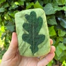 Handmade Oak Leaf Felted Soap, gift for nature lovers and gardeners