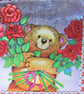 Valentine's card  (Bear & roses) With Love & Kisses on St Valentines Day xx - Image 2