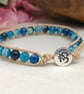 Blue agate and tan leather with Om button fastener  - Image 4
