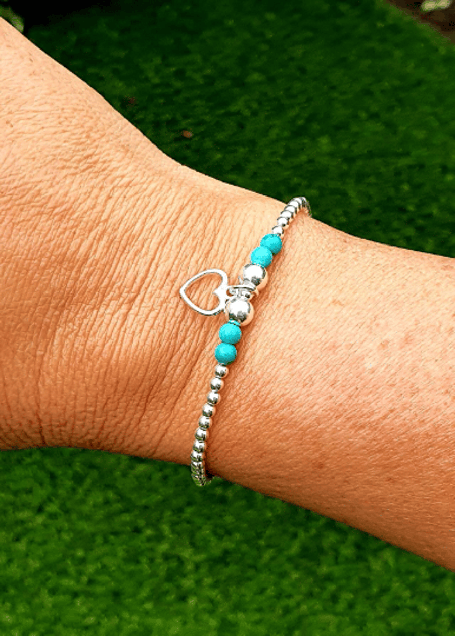 TURQUOISE and sterling silver bracelet, Calming Bracelet, Anxiety BRACELET, 