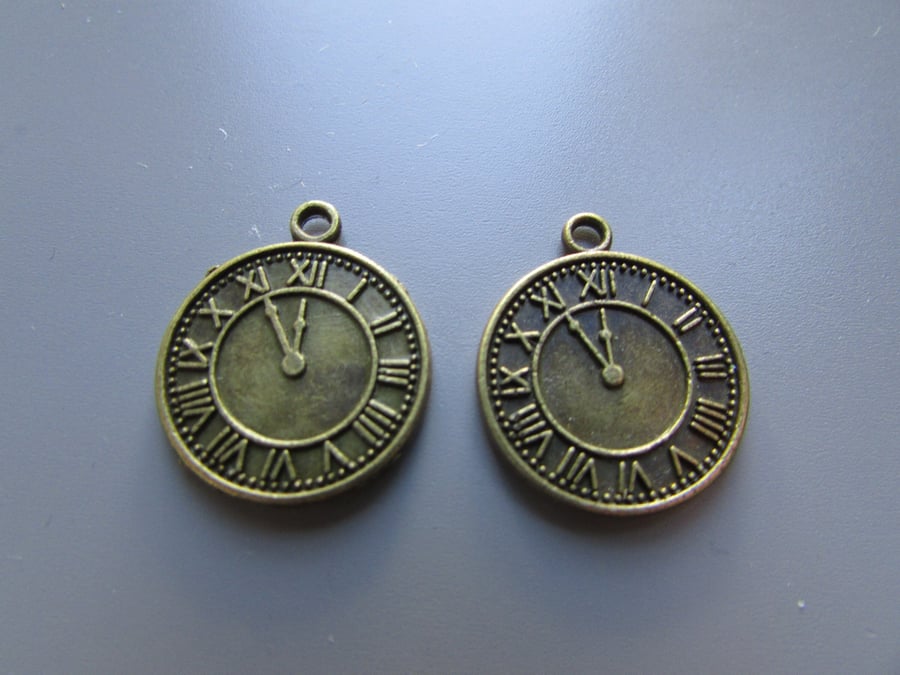 Bronze Clock Tibetan Jewellery Charm