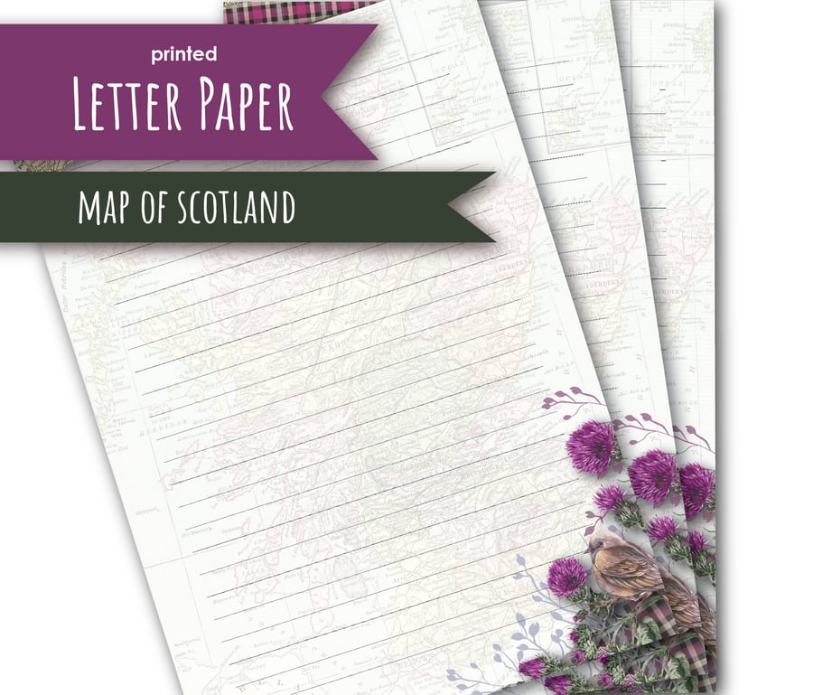 Letter Writing Paper Old Map of Scotland
