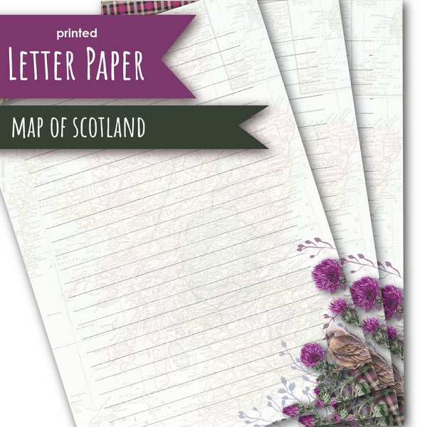 Letter Writing Paper Old Map of Scotland