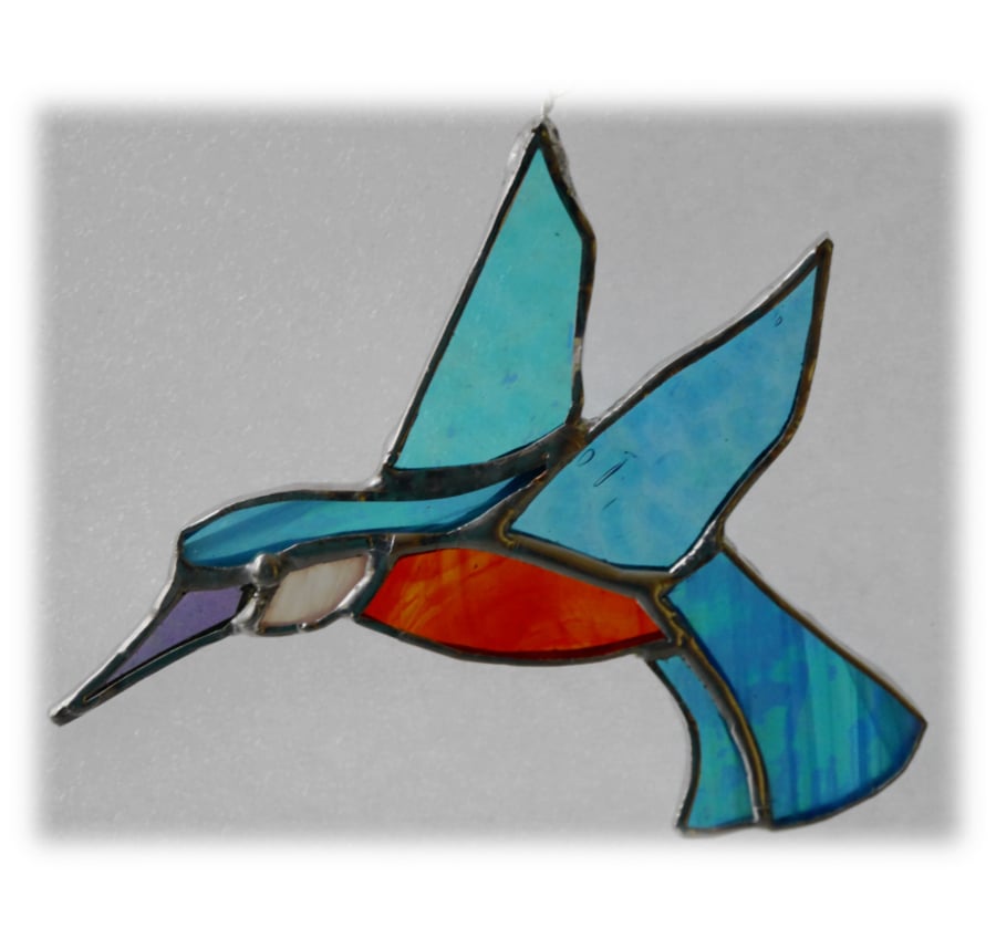 Kingfisher Suncatcher Stained Glass British Bird Handmade 048