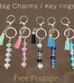 Bag charm key rings, large, assorted colours beading and tassels  - Image 10