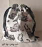 Cat Drawstring Storage Bag, Green Cat Reusable Fabric Bag  - Image 3