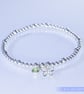 Butterfly Charm Bracelet Sterling Silver Stretchy green glass handmade  - Image 4