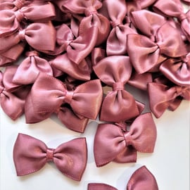 10 dusky pink satin ribbon bows approx. 3.8cm wide