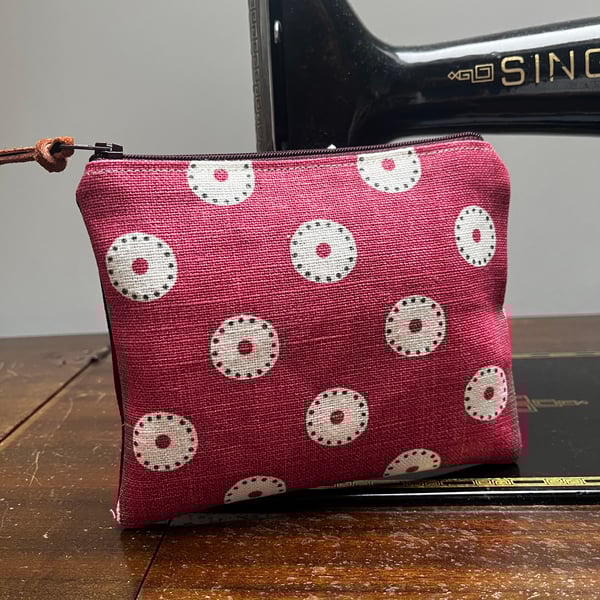 Pretty Maids linen and reclaimed fabric small zip pouch