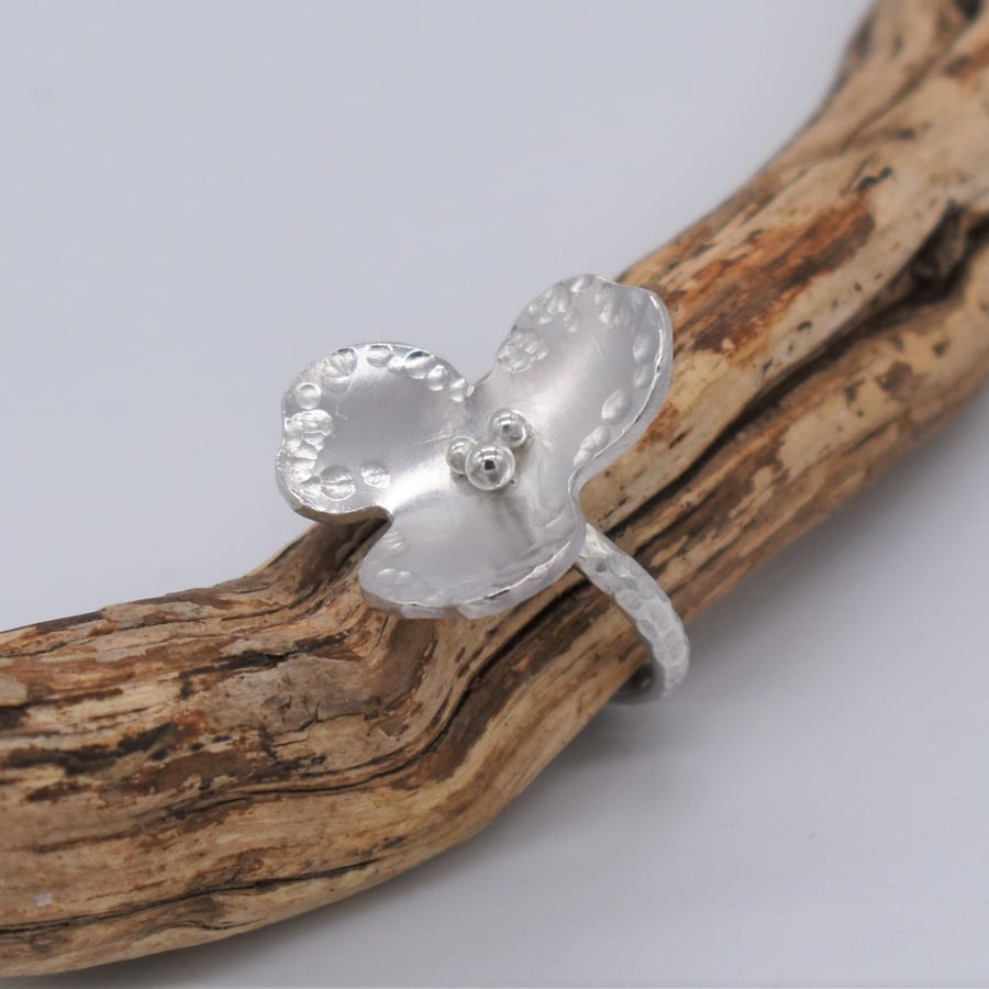 Silver Flower Statement Ring Handmade