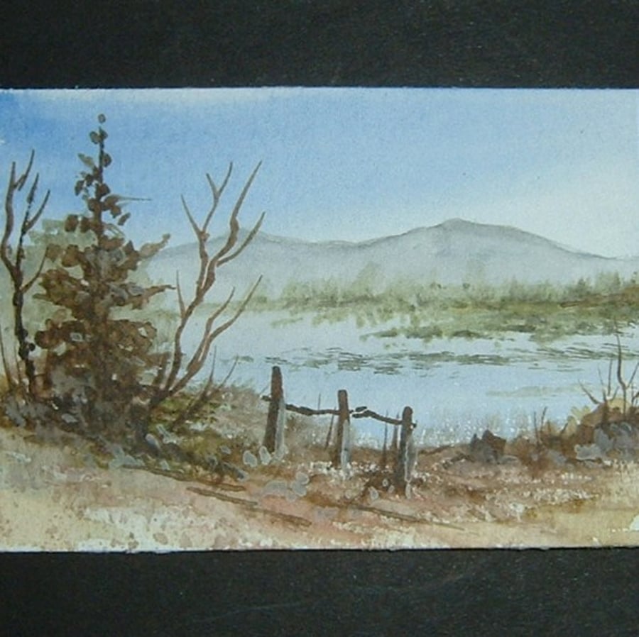 Art aceo SFA original miniature watercolour painting landscape country view