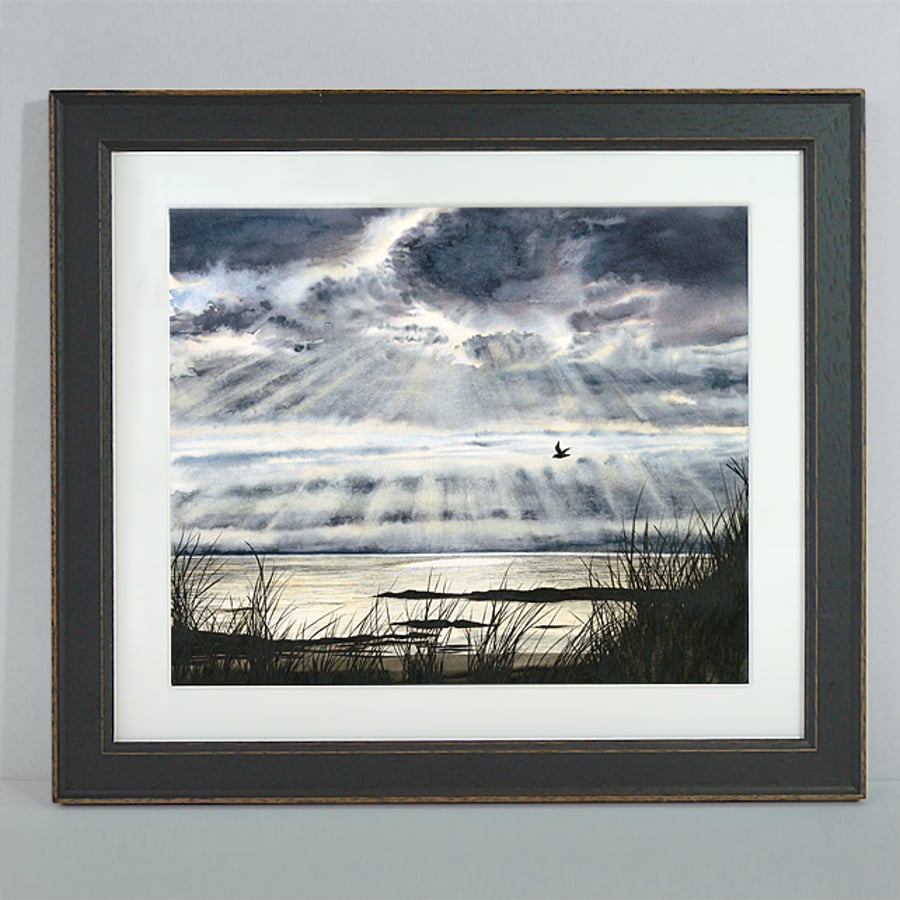 Framed Giclée Print "Flying Home, September Light" 16" x 14"