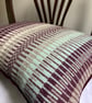 Rosanna cushion: Aubergine, Minty Green & Ecru. Handwoven in Wales - Image 2