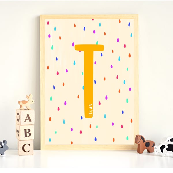 Personalised Alphabet Print, Nursery Decor, 1st Birthday Gift, New Baby Gift