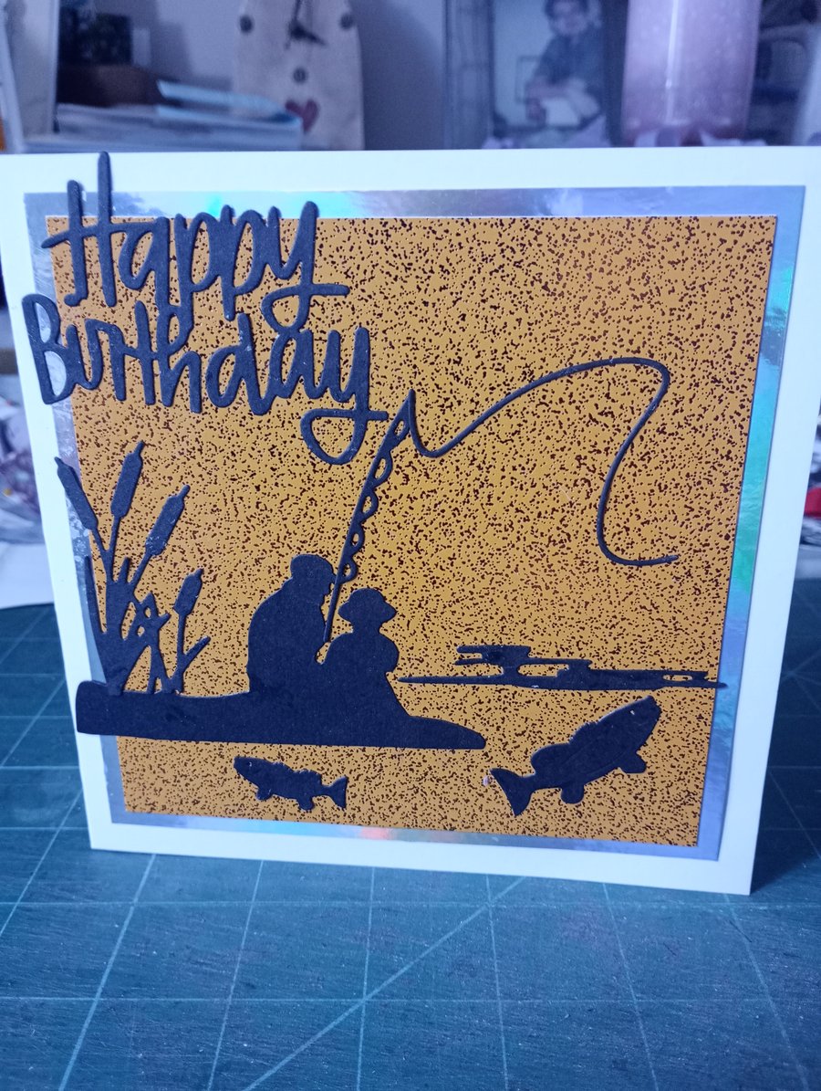 Fly fishing birthday card 