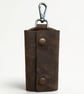 Dark Brown Full Grain Leather Key Case Silent Snap Wrap Handmade UK - Image 3
