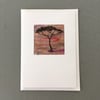 Seconds sunday Greeting card, print on hand made silk paper, tree silhouette (1)