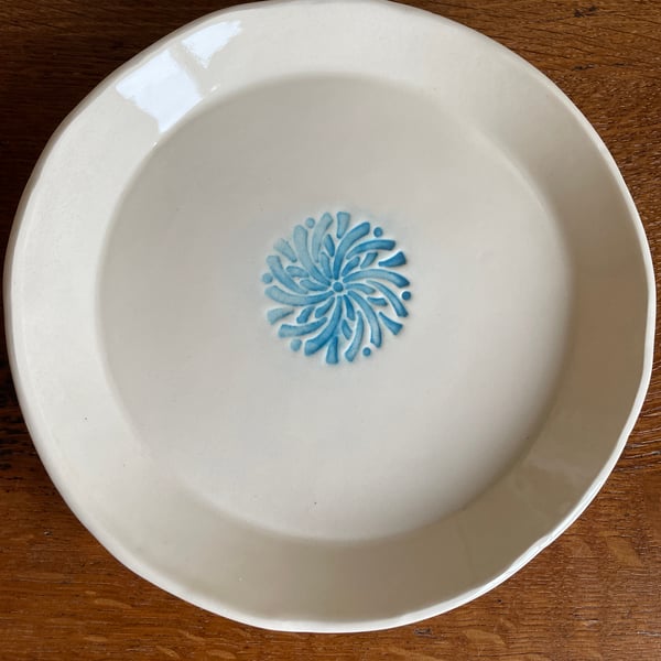 SALE!  - Ceramic plate with aqua-blue mandala 