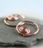 Copper Sleeper Hoops Spiral Detail Spiral Earrings - Image 3