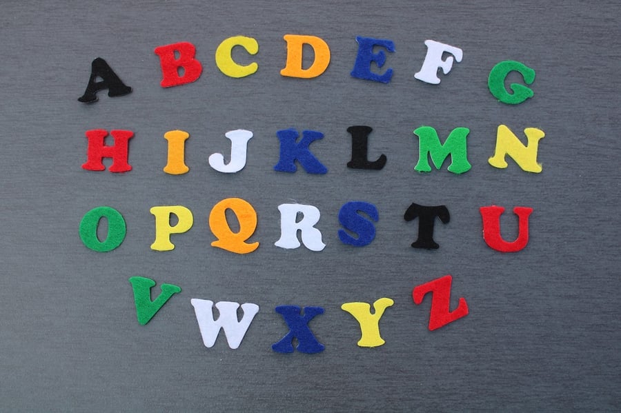 26 Random Coloured Felt Adhesive Letters Self A... Folksy