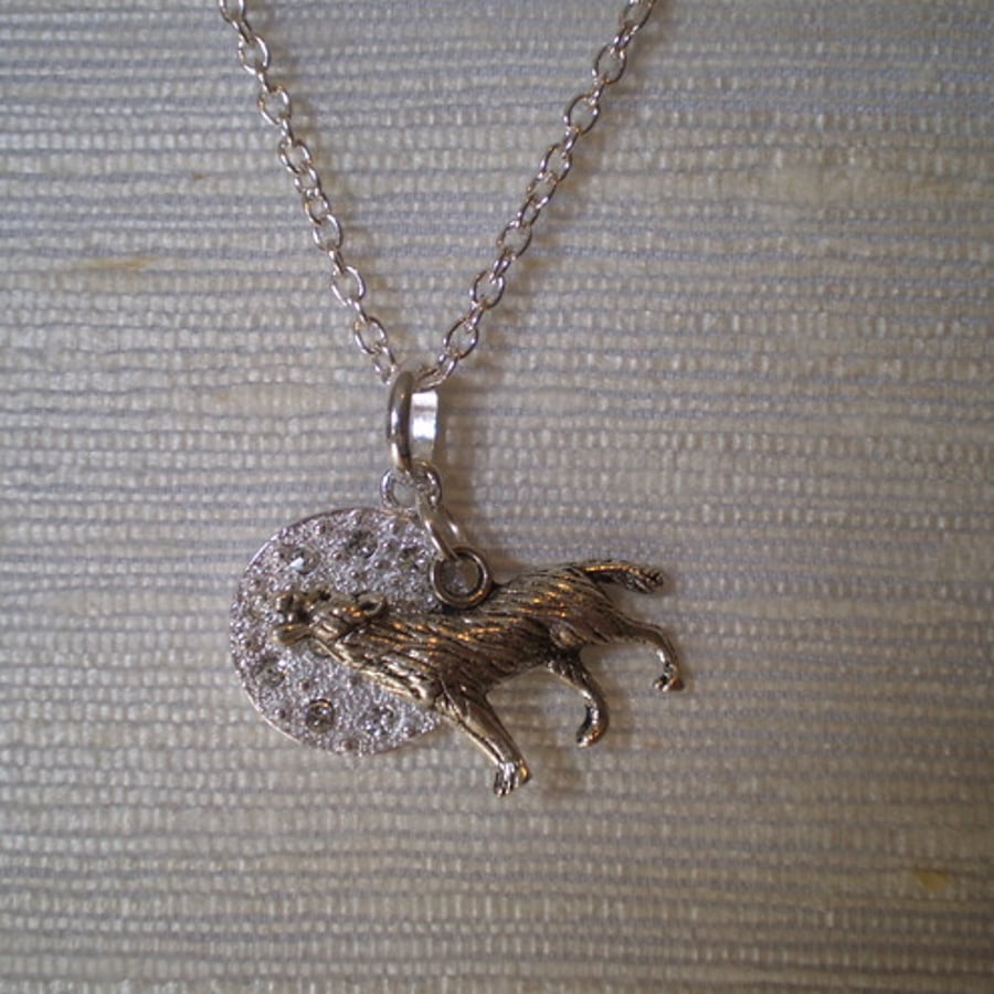 *Reserved for Sarah*Howling At The Moon Wolf Necklace