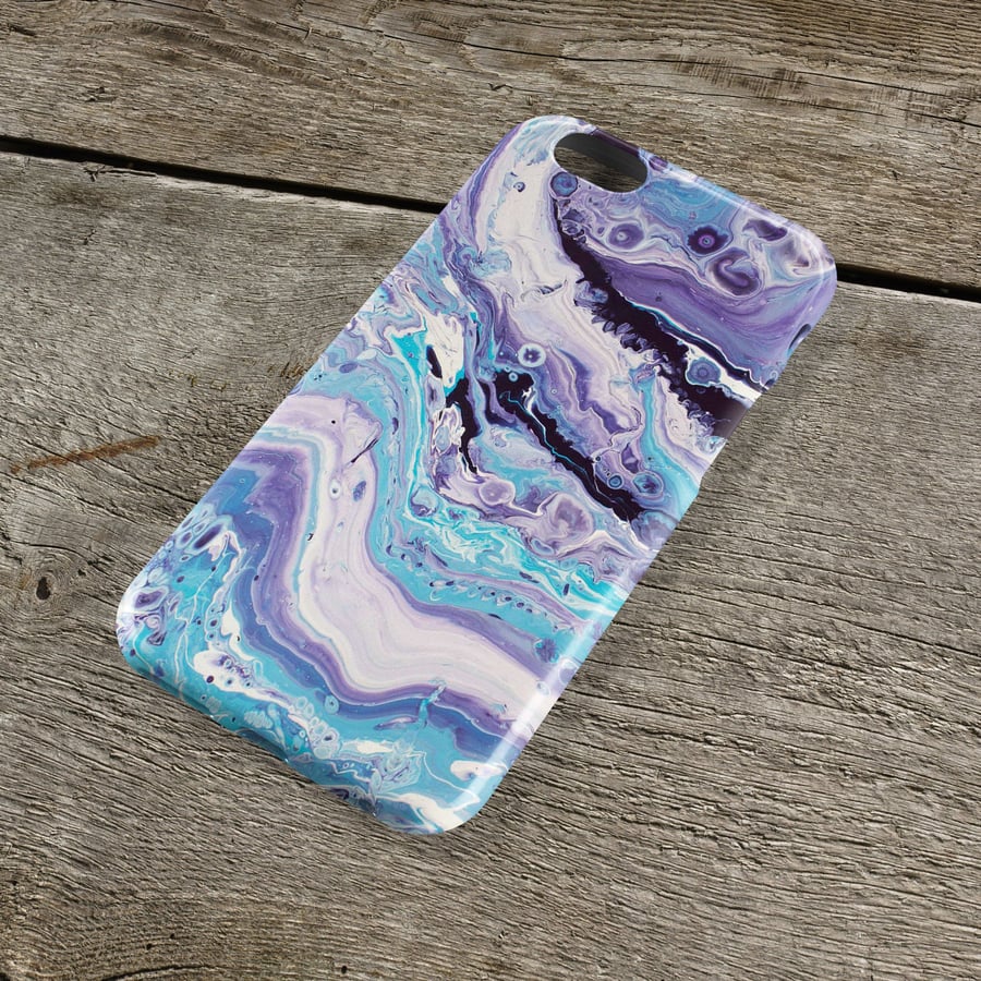 Orbit Abstract iPhone Case - Purple blue lilac and white absyract Fluid Art iPho