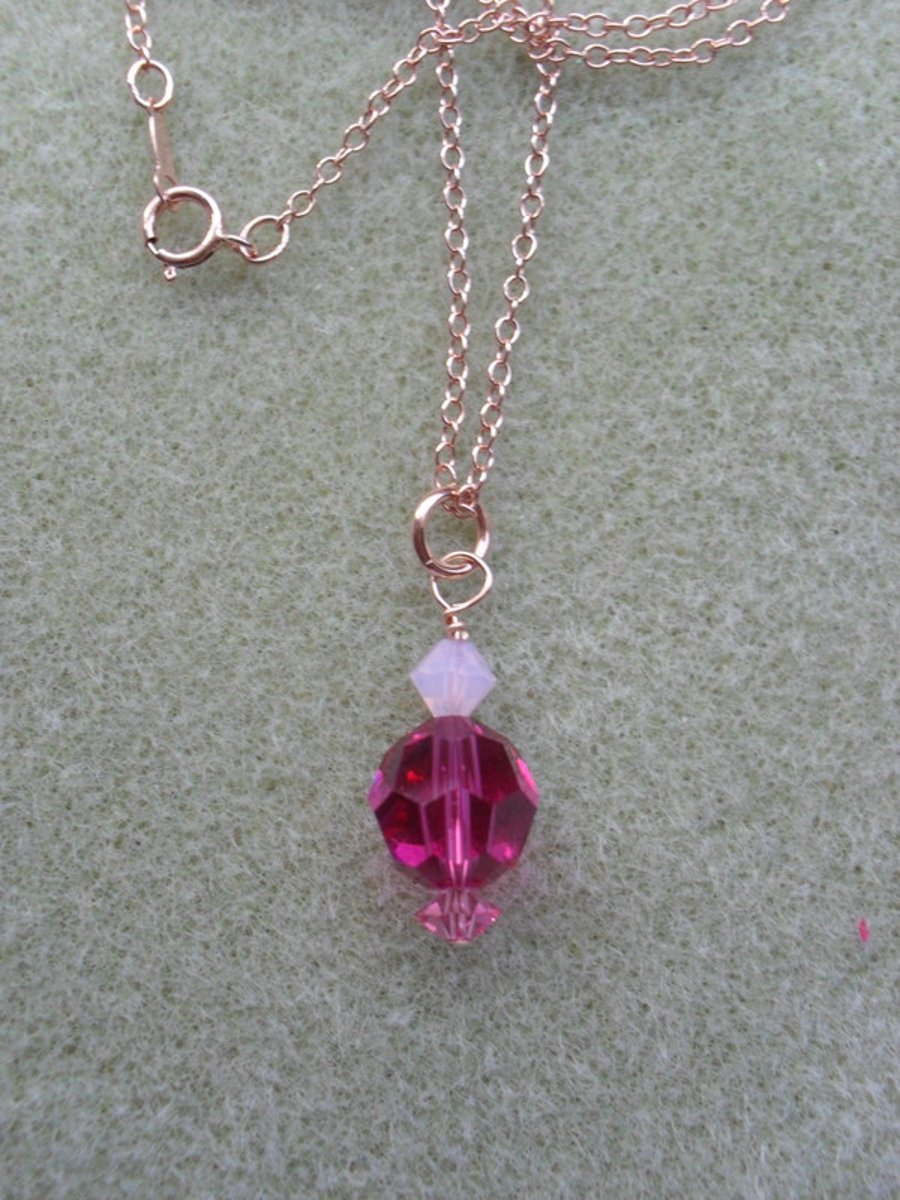 Rose Gold Filled Necklace With Crystals From  Swarovski 