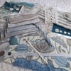 Textile inspiration bundle - Vintage Lace and Reclaimed Curtains - Sapphire Blue